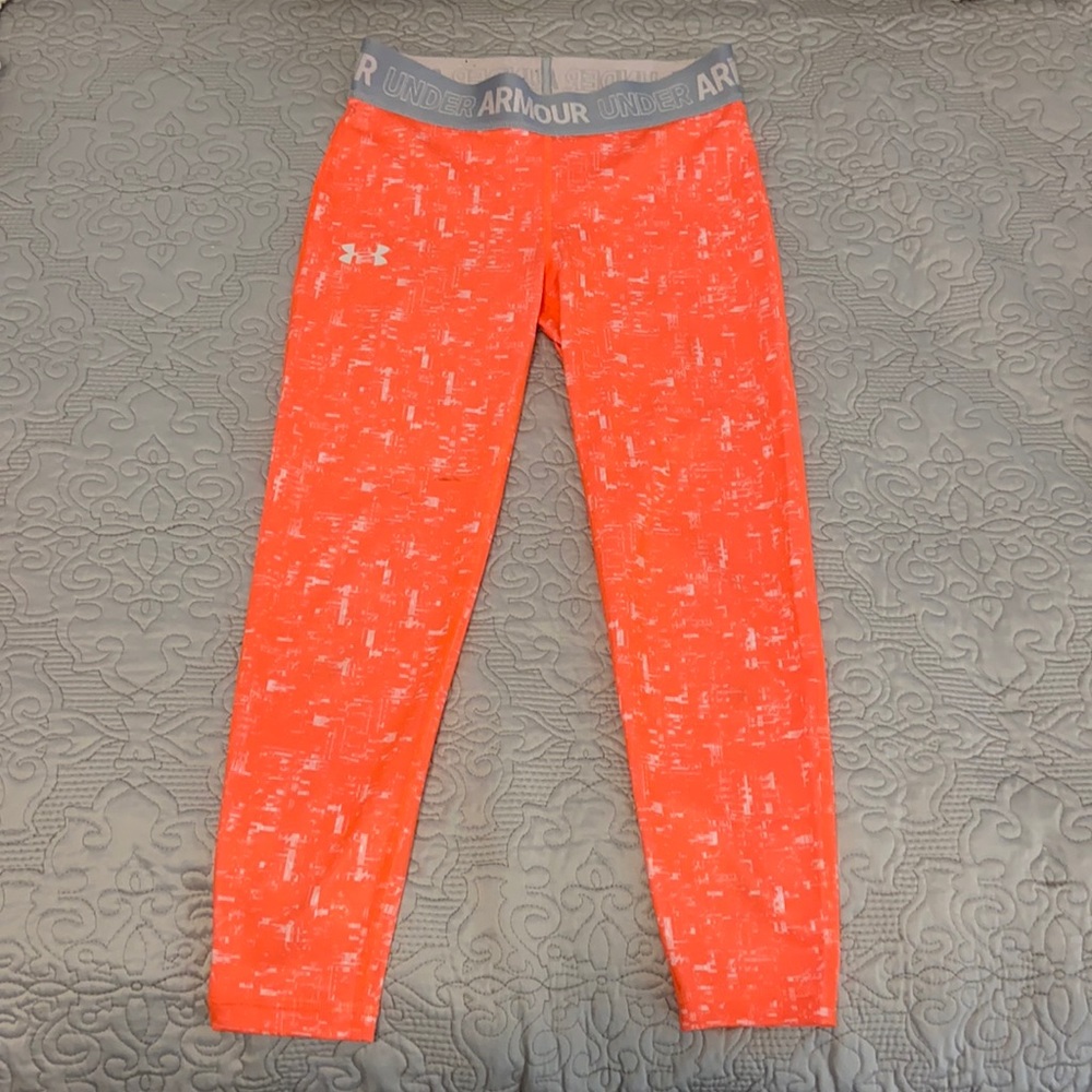 Orange with white skits of design legging